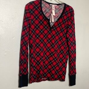 Victoria's Secret Only Thermal top Pajamas in Red Black